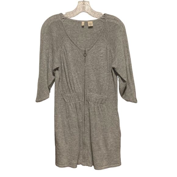 MOTH Cardigan S Gray Zip Front Elastic Waist  Scoop Neck Sweater - Picture 1 of 9
